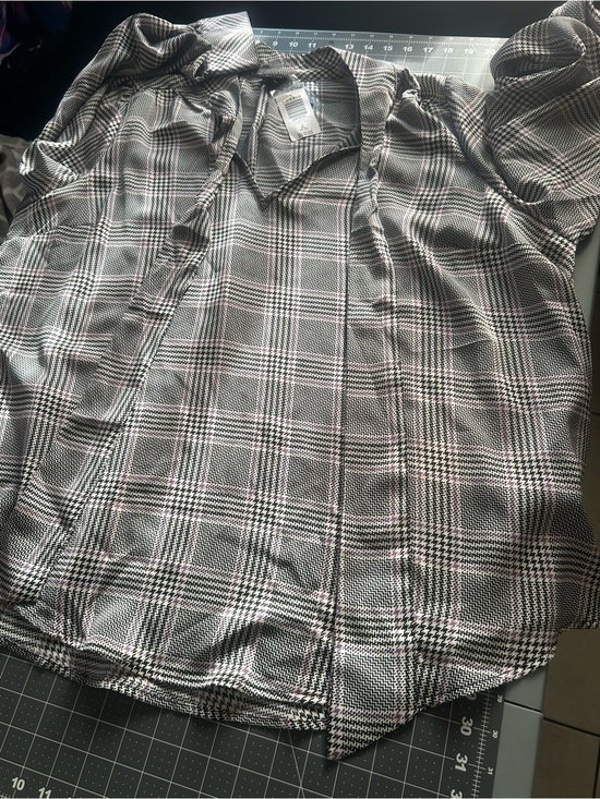 torrid Tops - torrid Black and White Plaid Tie-Neck Blouse